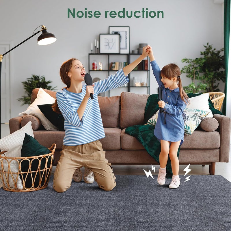 VallisCo Carpet Tile 20 Pack 24” X 24” Self Adhesive Carpet Floor Tiles Anti-Slip Squares Peel and Stick Floor Tilel DIY Installation for Bedroom(Dark Grey) - Image 2
